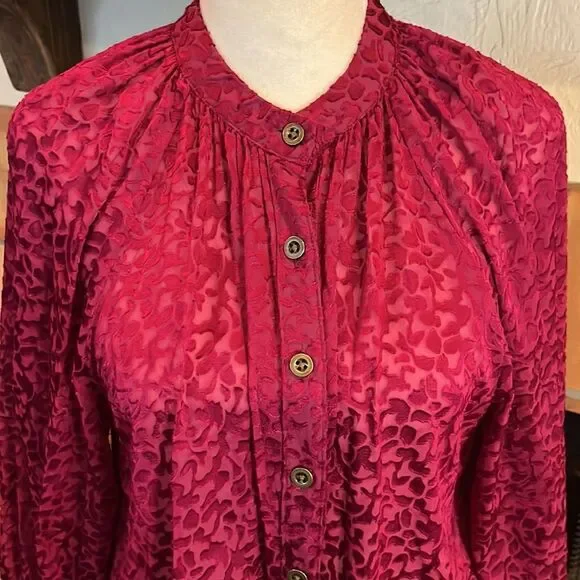 Anthropologie Susanna Burnout Velvet Buttondown, MP! - Picture 2 of 10